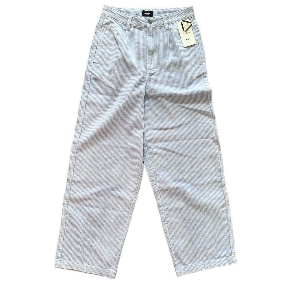 RVCA Women's Corduroy Pants Size 28 blue Pleated Straight Leg‎ - Picture 3 of 10